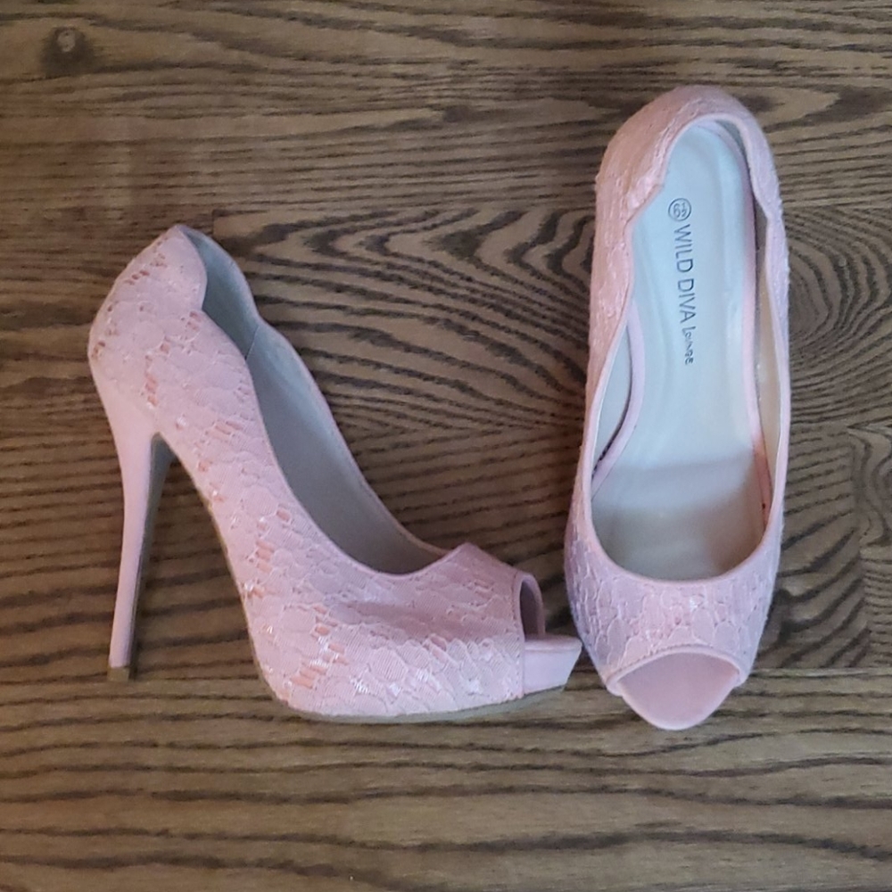 Pink Lace Heels